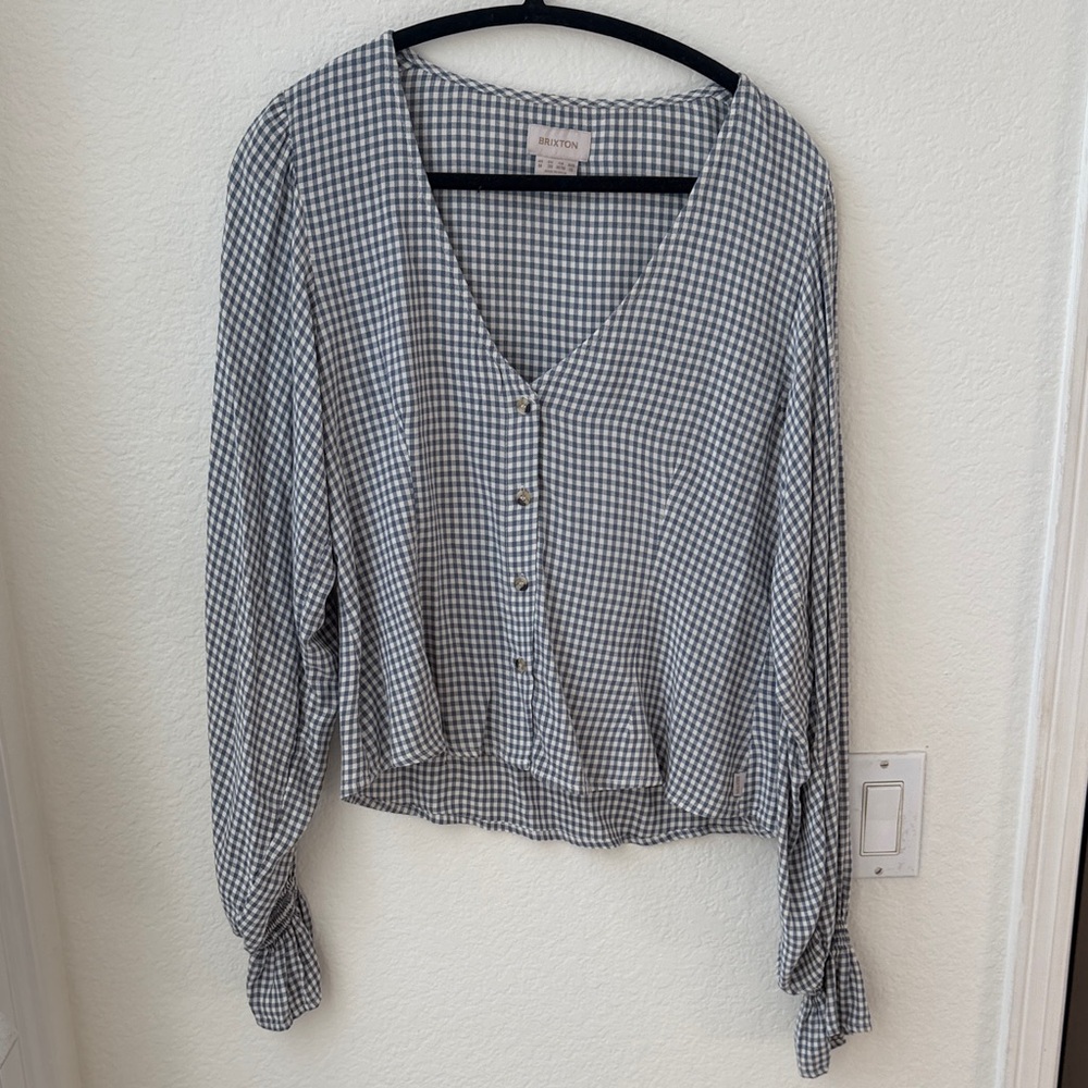 Brixton Blue  and White Checkered Blouse